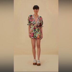 FARM Rio Floral Romper with Pink and Green